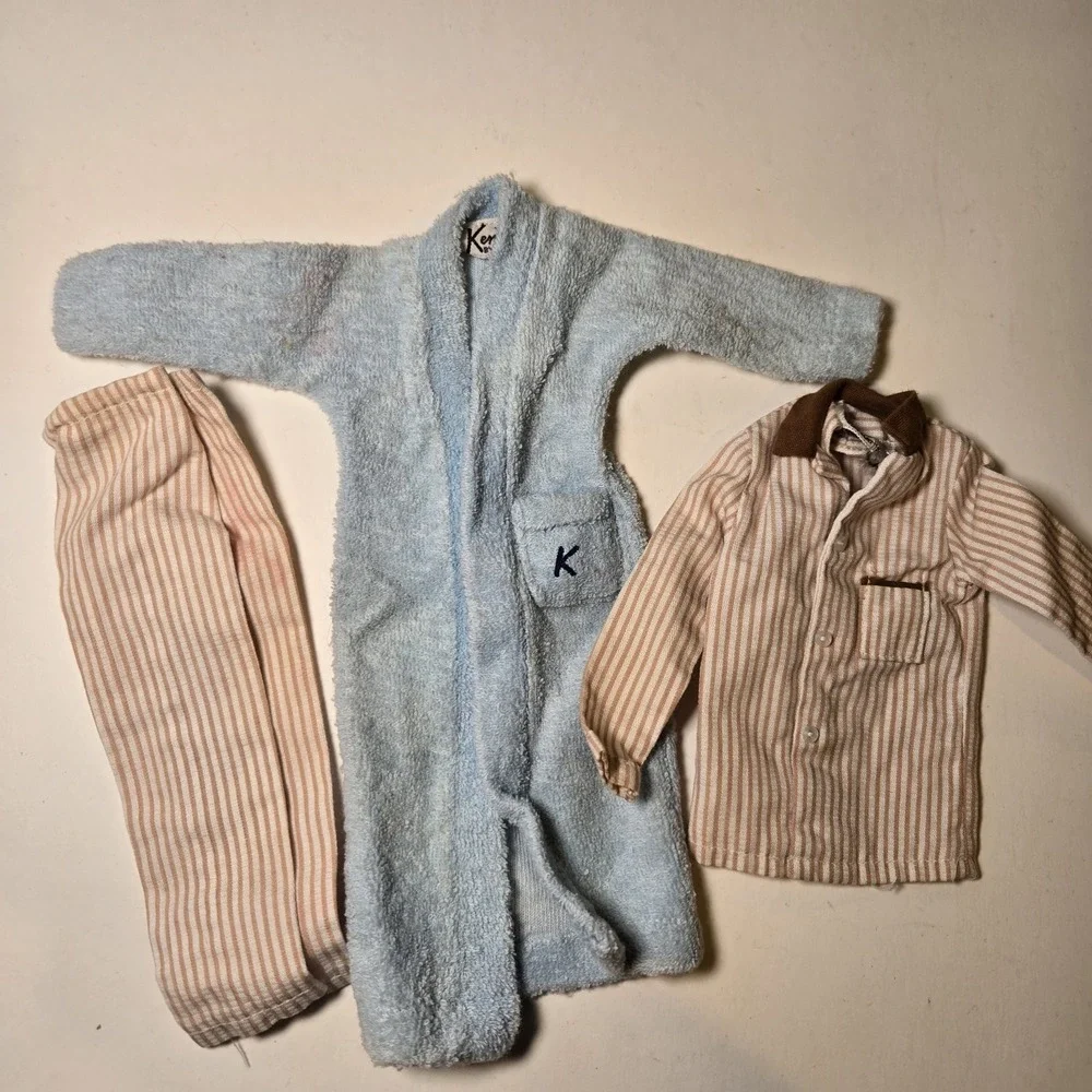 Vintage 1960s Barbie‎ Ken #781 Sleeper Set Complete PJs w/ Terry cloth Robe Euc